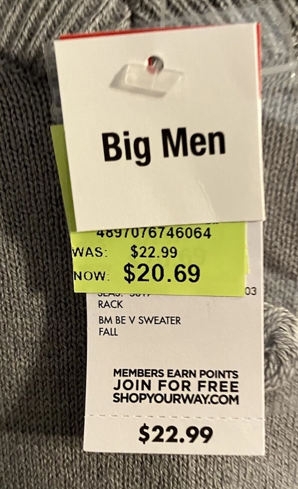 Suéter Pull-over Edición Básica Para Hombre ~ Cuello en V ~ Gris ~ Talla XXXL ~ NUEVO CON ETIQUETAS Foto 4 de 4