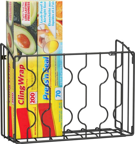 Re Wall Door Mount Kitchen Wrap Organizer Rack Black | eBay