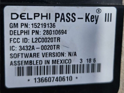 15219136  CHEVROLET PONTIAC SATURN BUICK Immobilizer Anti Theft Pats transceiver