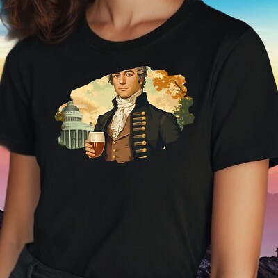 Frauen T-Shirt Alexander Hamilton mit Bier Motiv Baumwolle Größe S bis 3XL