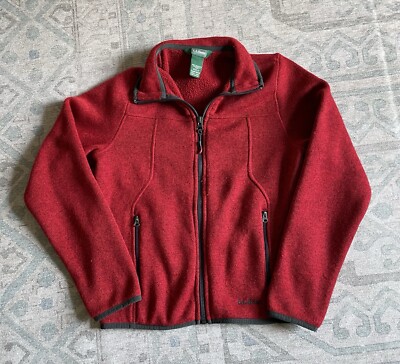 LL Bean Kid's Red Fleece Full Zip Jacket- Kids Size M 10-12