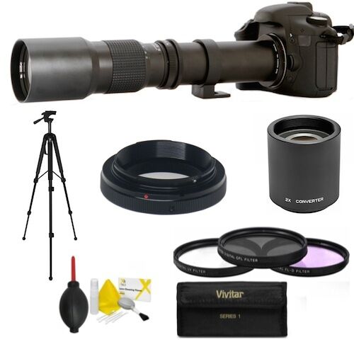 500MM 1000MM TELEPHOTO ZOOM LENS FOR CANON EOS REBEL DIGITAL CAMERAS FITS ALL - Picture 1 of 7