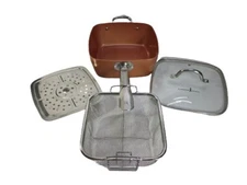 Copper Chef 9.5" Square Fry Pan with Lid - Fry Basket & Steam Rack - NEW (OTHER)