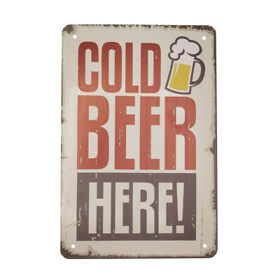 Blechschild ''COLD BEER HERE'' 20x30 cm Retro Männergeschenk Kellerbar