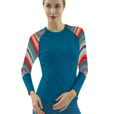 Private Island Hawaii Women Rash Guard Swimsuit Shirts Long Sleeve Top UPF 50+