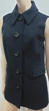 Celine Navy Blue Virgin Wool Collared Sleeveless Silk Lined Gilet Jacket 40 Uk12