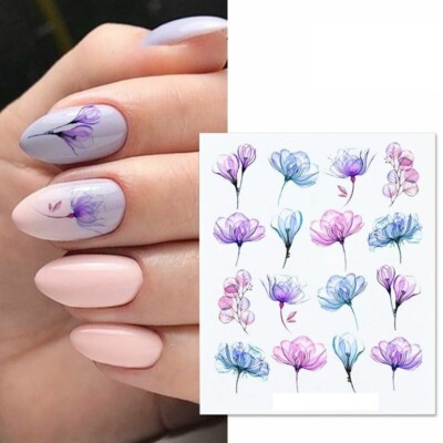 Nail Art Wasser Aufkleber Sticker Transfers Frühling Sommer Blumen Floral (X087)