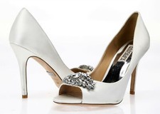BADGLEY MISCHKA Womens Off White Open Toe Sz 6.5 Wedding Pumps 212344