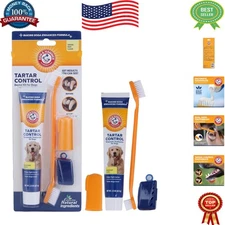 Gentle Tartar Control Dog Kit: Toothbrush, Finger Brush, and Paste – 3-Piece Set