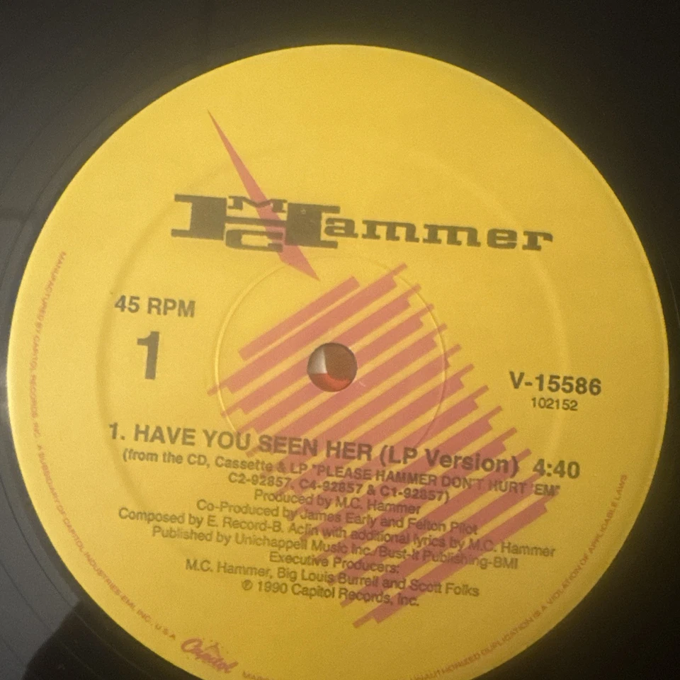 MC Hammer Have You Seen Her Vinyl LP Single 1990 Nm 12” Vinyl Foto 3 de 4
