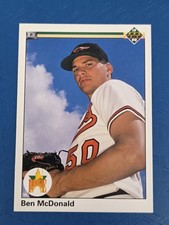 1990 Upper Deck RC Rookie #54 Ben McDonald Baltimore Orioles BASEBALL Card 3O. rookie card picture