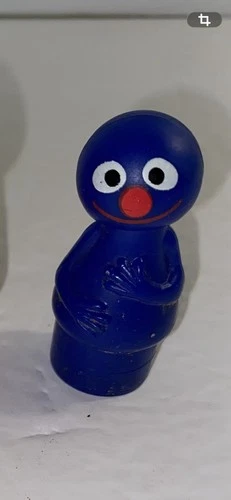 Vintage Fisher Price Little People Grover Sesame Street Blue Figure 1970s
