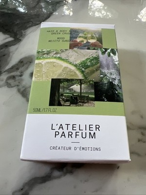 NIB L Atelier Parfum Green Crush Hair & Body Mist 50ml 1.7 oz Mojito Sunset