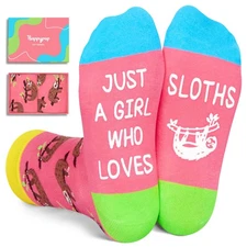 Funny Sloth Socks for Kids Girls Age 4-18 Cute Animal Gifts Stocking Stuffer