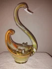 VTG Murano Italian Blown Glass  13” Swan Cigar Ashtray, dish