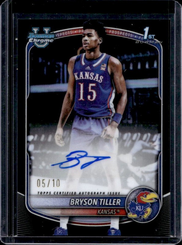 2025 Bowman Sapphire Bryson Tiller Chrome Auto Black Refractor 1st #/10 Jayhawks