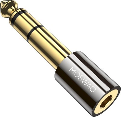 MOSWAG 1 Stück Audio Klinken Adapter 6,35mm auf 3,5mm Stecker Vergoldet Stereo