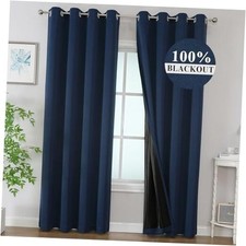 100 Blackout Curtains for Living Room, 52"W x 84"L Pack of 2 Navy Blue