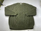 Aran Knitters Co-Op 100% Merino Wool Sweater Mens Green Irish Fisherman Chunky