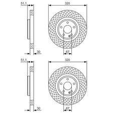 2X DISQUES De FREIN AVANT BOSCH 320Mm VENTILÉS Compatible Avec INFINITI Q30 QX30