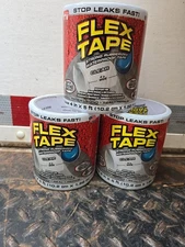 (3 Pack) Flex Tape, 4 in x 5 ft, Clear, Original Thick Flexible Rubberized