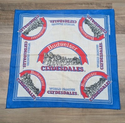  Vintage 1980's Budweiser Clydesdales Beer Bandana - King of Beers  Handkerchief