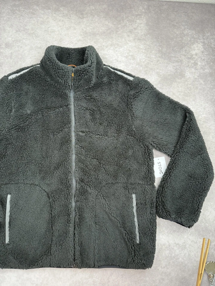 NUEVO CON ETIQUETAS Chaqueta Stoic MTN Sherpa Para Hombres Grande Elastizada Negra Cremallera Completa Vellón Exterior Nueva Foto 3 de 4