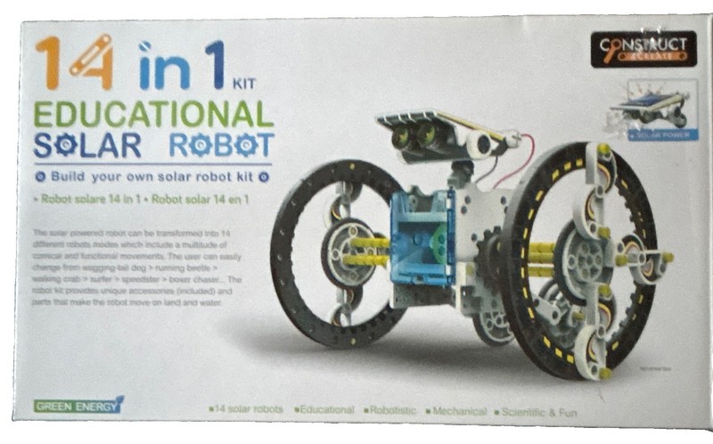 Construct & Create 14-in-1 Solar Powered Educational Robot Kit Level 02 Age 8+