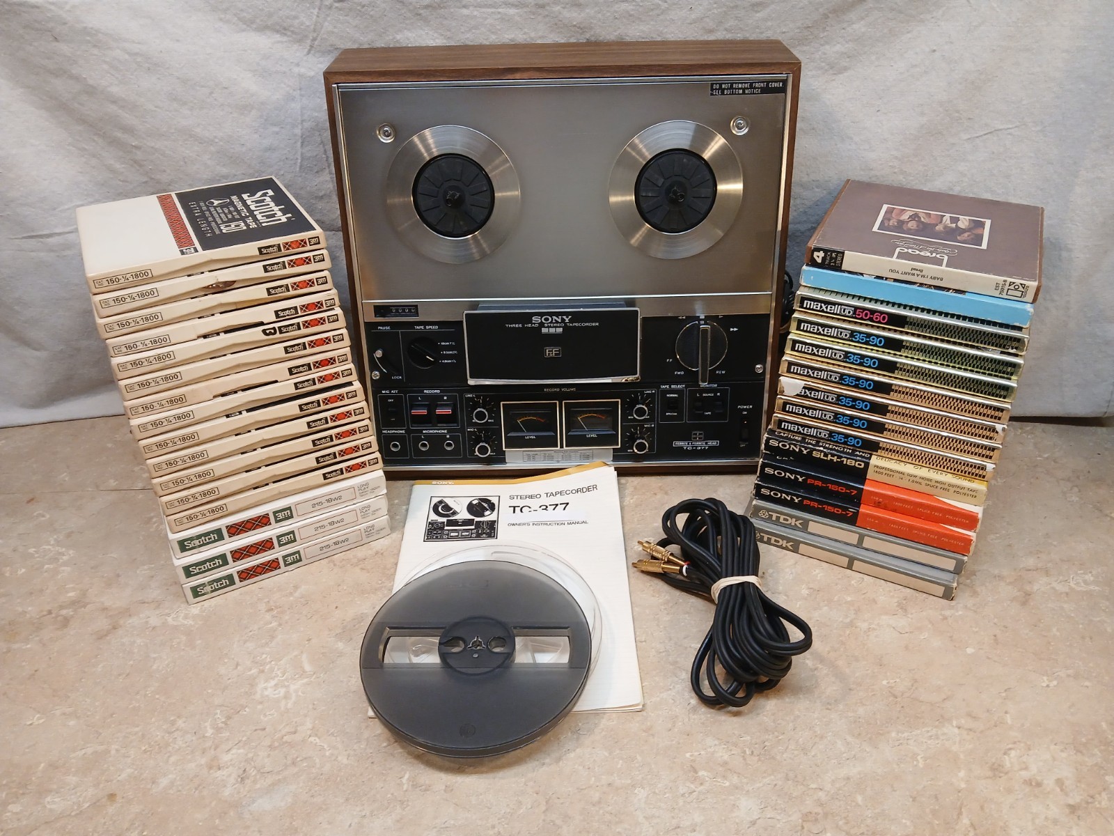 Sony TC-377 Tapecorder (see demo video) With Manual & 30 Tapes