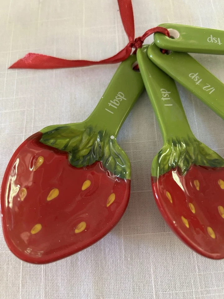 Strawberry Shaped Measuring Kitchen Spoons China Includes 4 Spoons - Image 2 of 4