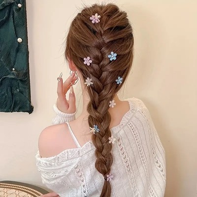 10PCS Small Flower Hair Clips for Women Colourful Mini Crystal Flower Claw Clip