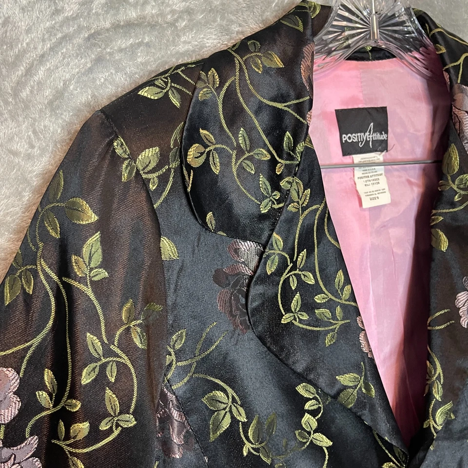 Chaqueta Blazer Floral Jacquard Satinado Coqueta Oscura Mujer Positive Attitude De Colección 8 Foto 3 de 4