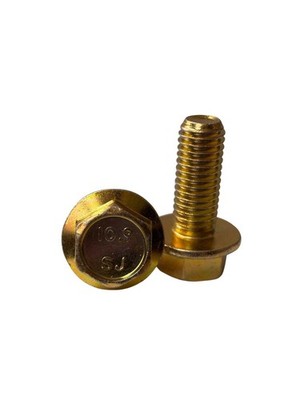 100 pcs M10-1.5x25 Hex Flange Frame Bolt Class 10.9 DIN 6921 Zinc Yellow
