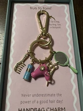 Hair Stylist True To Form Hair Dryer, Mirror, Comb Hand Bag Charm/Key Chain NEW