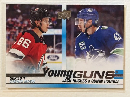 19-20 UD Upper Deck Young Guns Checklist Jack & Quinn Hughes Rookie RC SP