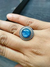 Natural Kyanite Gemstone Ring 925 Sterling Silver Engraved Jewelry Gift For Wife