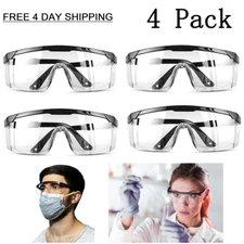 Safety Goggles 4pcs Clear Protective over EYE Glasses Lab Work Outdoor Anti Fog