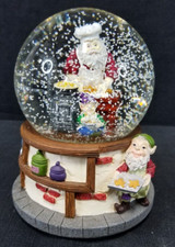 Vintage Santa And Workshop Snow Globe  Music Box not working 