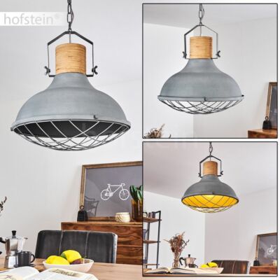 Industrial Hänge Pendel Lampen Wohn Schlaf Ess Zimmer Beleuchtung Holz/Graublau