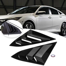 Gloss Black Quarter Window Louver Cover Trim FOR Honda Civic 2016-2021 Side Vent