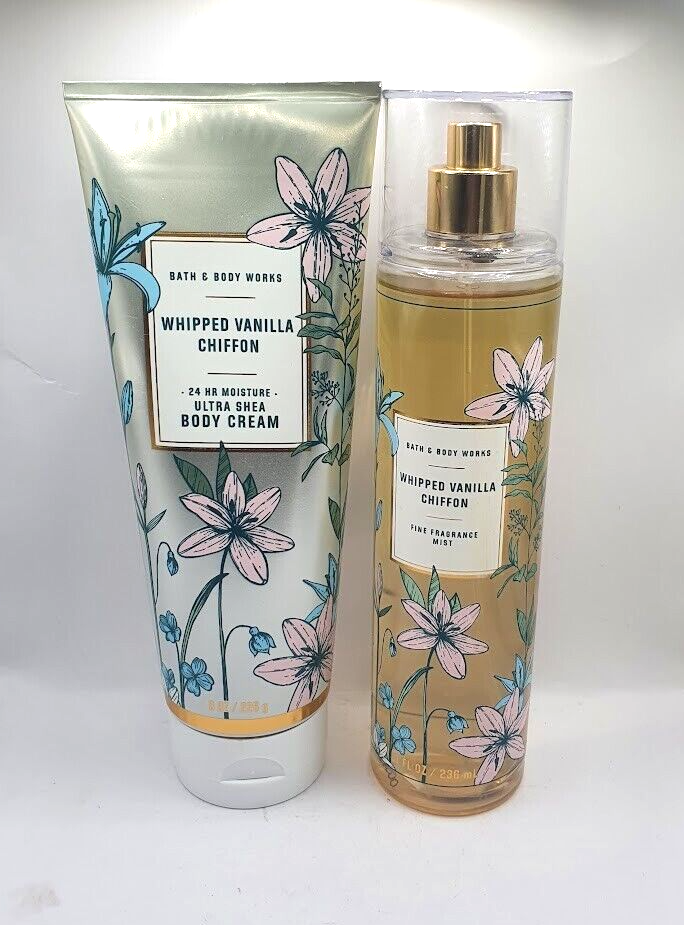 BATH AND BODY WORKS WHIPPED VANILLA CHIFFON BODY MIST CREAM (SET