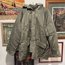 Vintage RARE 70s/80s Dickies Green Fur Lined Long Chore Winter Jacket Size Large