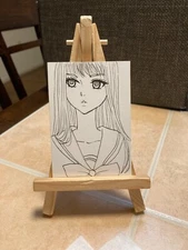 ACEO Original Mixed Media Painting Art Card ATC Pinup girl #710