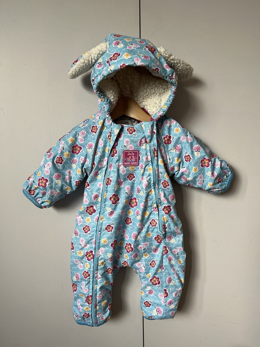 JoJo Maman Bebe Blue Floral Snowsuit Splish Splash Waterproof Age