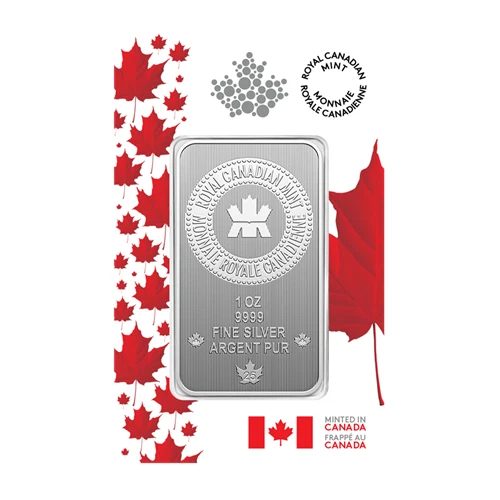 PREMIUM SILVER BULLION RCM Assay Packaging 2025 CANADA 1oz .9999 Silver Bar