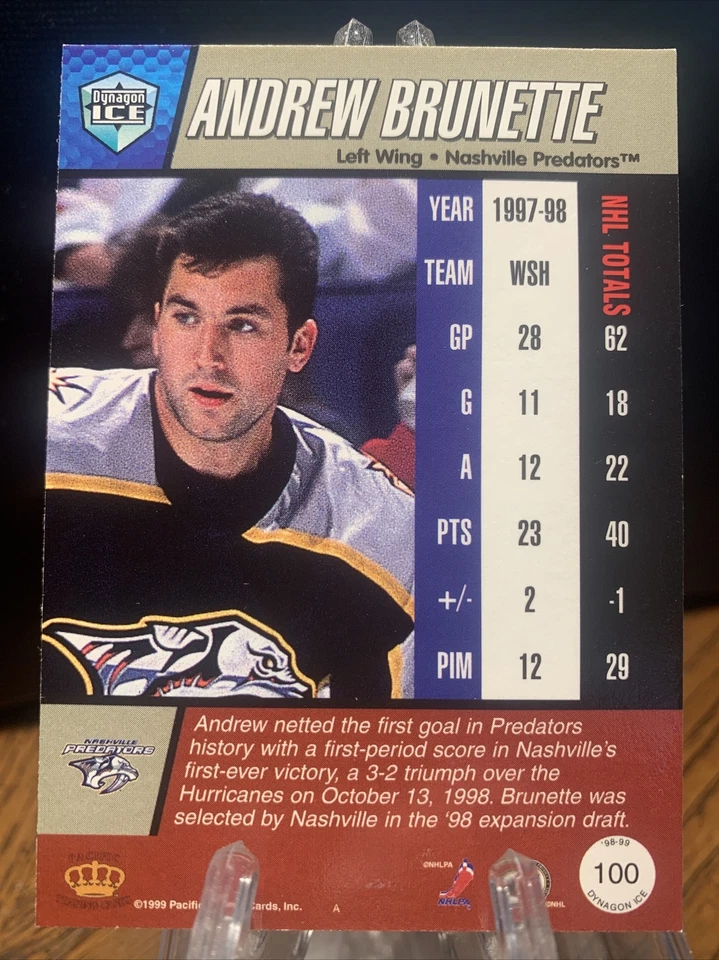1998-99 Pacific Dynagon Ice Andrew Brunette #100 - Image 2 of 2