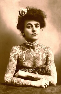 Sexy Tattoo Saloon Girl PHOTO Wild West Dance Hall Gambling Joint