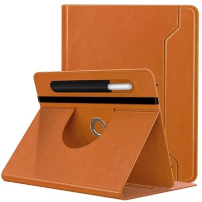  Universal Case for 9-11 Inch Tablet, 360 Degree Rotating Stand Light Brown