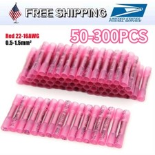 50 300Pcs Heat Shrink Butt Wire Connectors Crimp Terminals AWG 16-22 Gauge