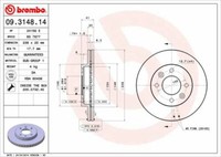 2X Brembo 09.3148.14 Bremsscheibe Vorne Passend FüR Nissan Renault